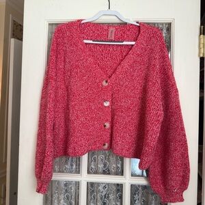 Altar’d State Women’s Bright Red Sweater Cardigan NEVER WORN